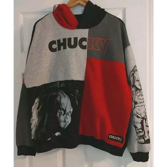 Men's Chucky Childs Play Hoodie Pullover Graphics Colorblock Good Guys Horror XL - Picture 1 of 6